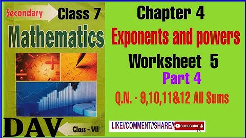 DAV Class 7 Maths Chapter 4 Worksheet 5 Q.N. -  9,10,11&12 Solved@EASY MATH