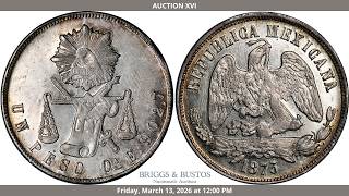 Lot 350. KM# 408.6 – Peso 1873 Oaxaca Oa E. UNC.