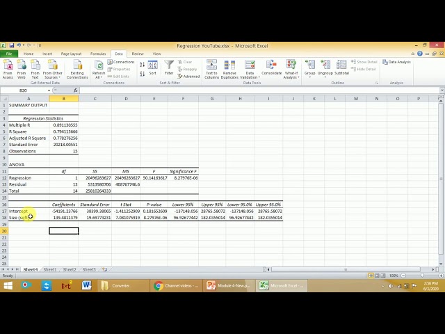 Linear Regression Numerical Example with one Independent Variable Microsoft Excel by Mahesh Huddar