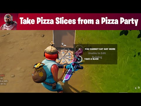 Fortnite วิธีทำ Take Pizza Slices from a Pizza Party item