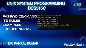 UNIX passwd & rules | Options & Examples for Beginners | UNIX System Programming  | VTU | BCS515C
