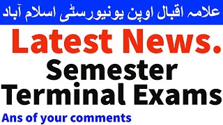 Semester Terminal Exams STE Update News 2021 Allama Iqbal Open University | AIOU INFO