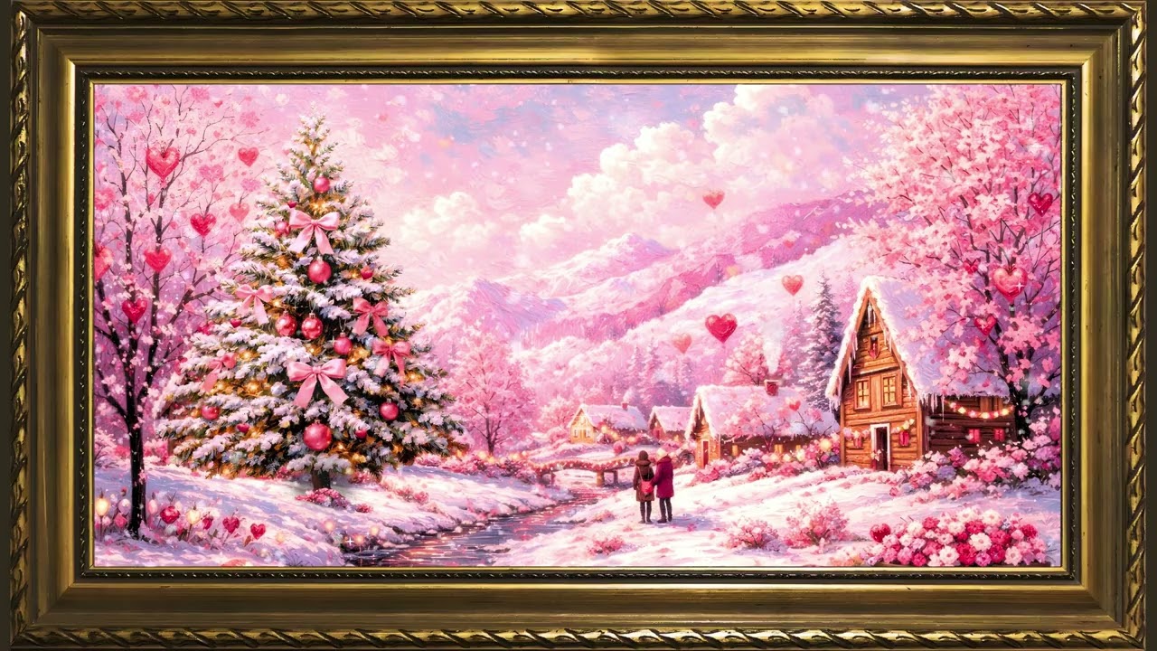 Love in Winter, Vintage Oil Painting |  Valentine Framed TV Art Screensaver with Calm Music