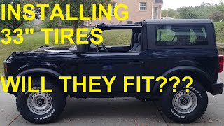 Installing 33 inch all terrain tires on 2021 Base Ford Bronco stock rims by Budget Bronco 146,112 views 2 years ago 7 minutes, 47 seconds