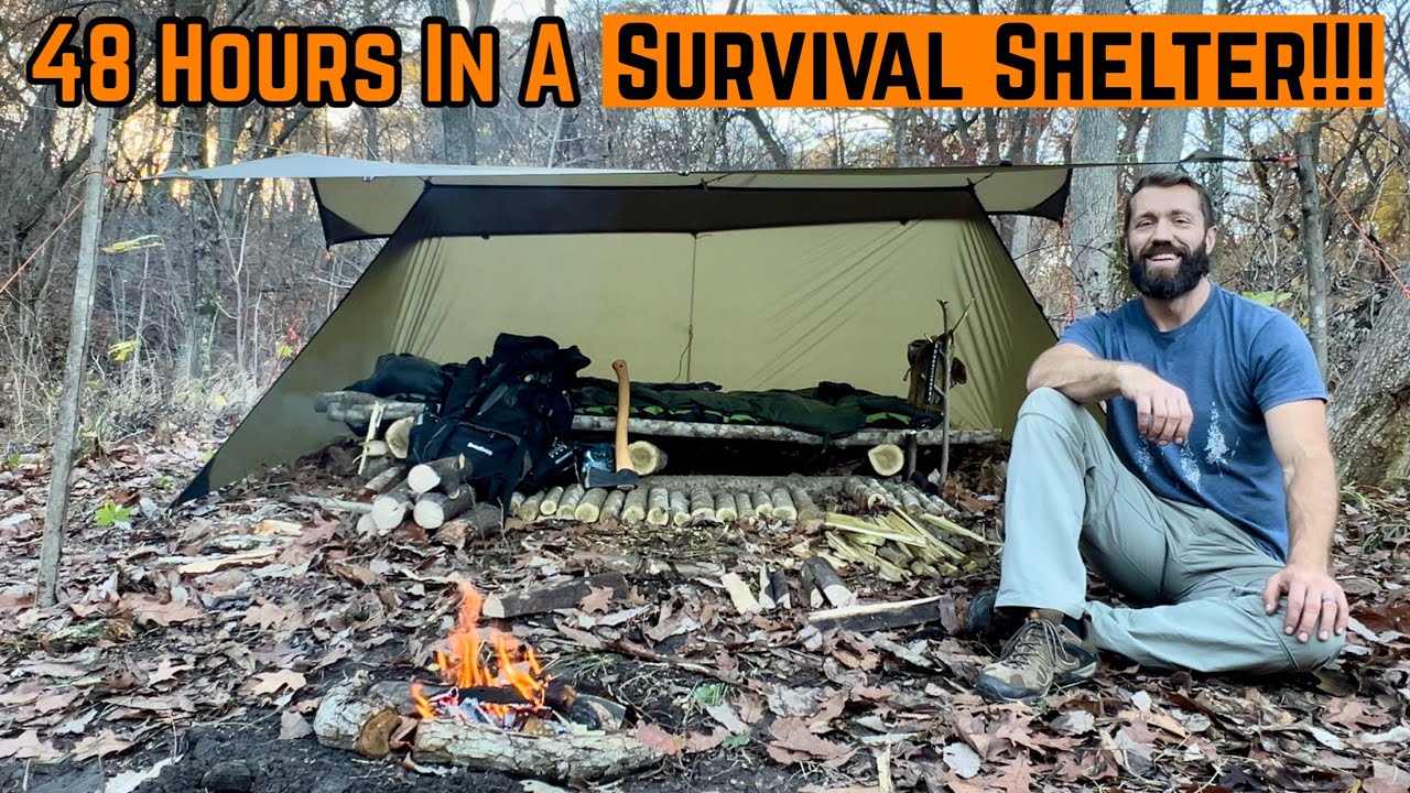 48 HOURS Survival SHELTER Camping DEEP In The WOODS!!! - YouTube
