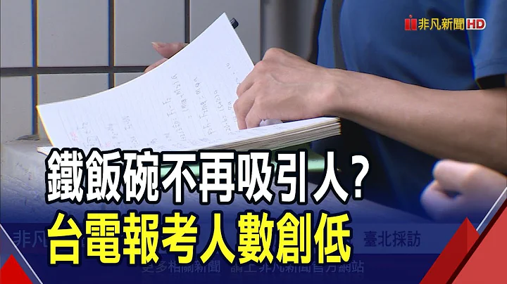 大缺工.少子化!台電報名人數創歷年新低 專家:新鮮人喜愛有挑戰性工作｜非凡財經新聞｜20240512 - 天天要聞