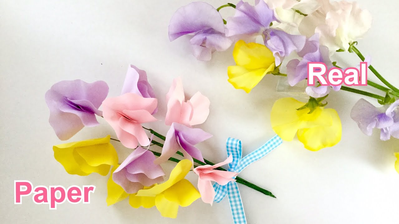 ペーパーフラワー コピー用紙でスイートピー Paper Flower Sweet Pea Youtube