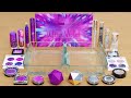 Purple vs Silver - Mixing Makeup Eyeshadow Into Slime ASMR