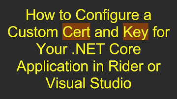 How to Configure a Custom Cert and Key for Your .NET Core Application in Rider or Visual Studio