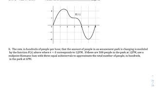 AP Calculus AB Mixed Review 5-7 part h Midpoint Riemann Sum from graph