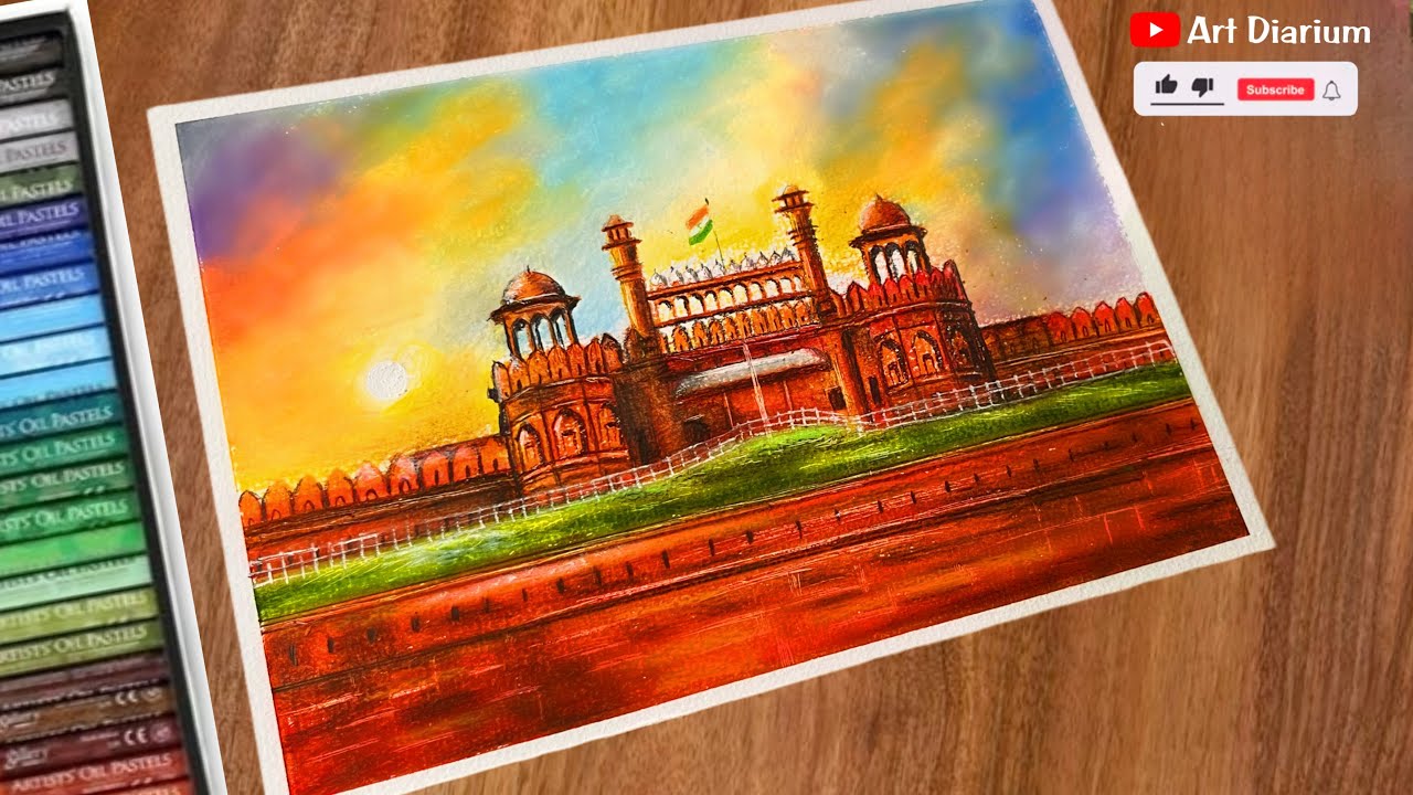 Independence Day drawing with Oil Pastel Step-by-Step - for Beginners 