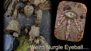 Warhammer experiments  .. painting a weird Nurgle eyeball for my deathguard Warhound Titan 