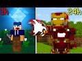 Sobrevivi 24H COMO HERÓI no Minecraft
