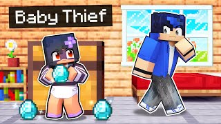 Stealing DIAMONDS as a BABY THIEF in Minecraft!