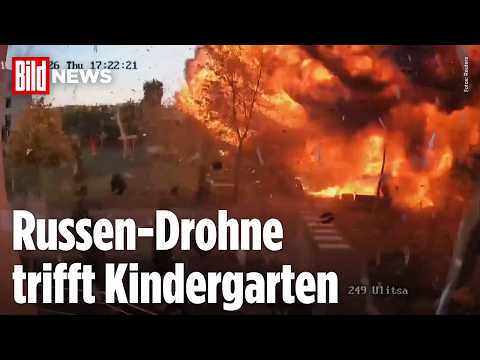 UKRAINE: Drohne schlägt neben Kindergarten ein, Raketen töten Kinder