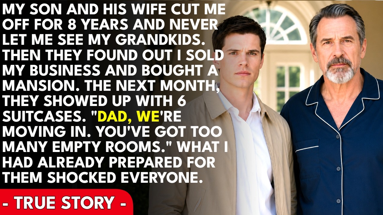 After eight years of being shut out of my grandkids' lives, my son showed up on my doorstep with six suitcases, a rented minivan, and a smile I hadn't seen since the week before my wife's funeral....