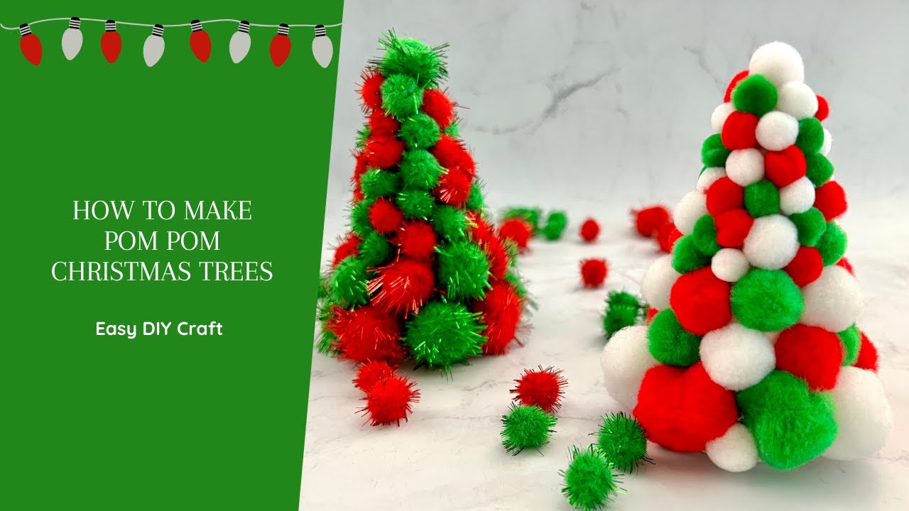 Christmas Craft - Styrofoam Christmas Tree Decorated with Pom Poms