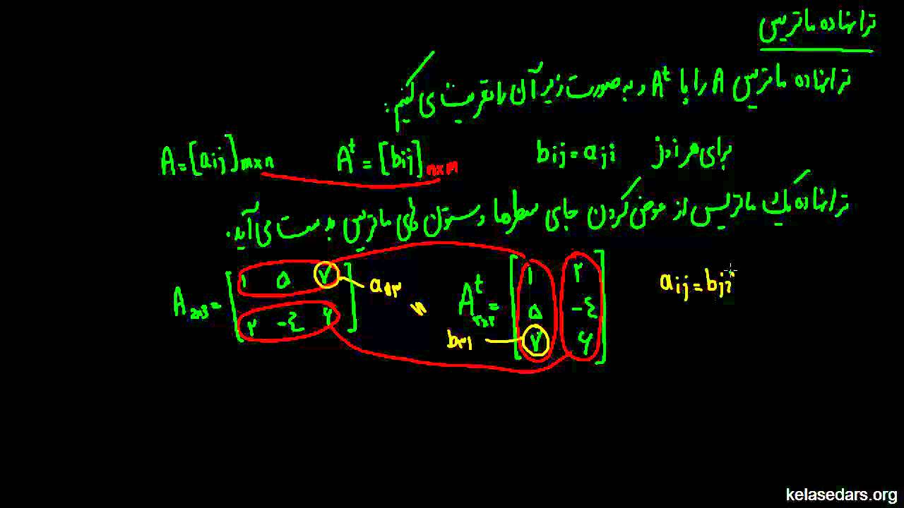ماتریس و دترمینان ۰۸ - ترانهاده ماتریس