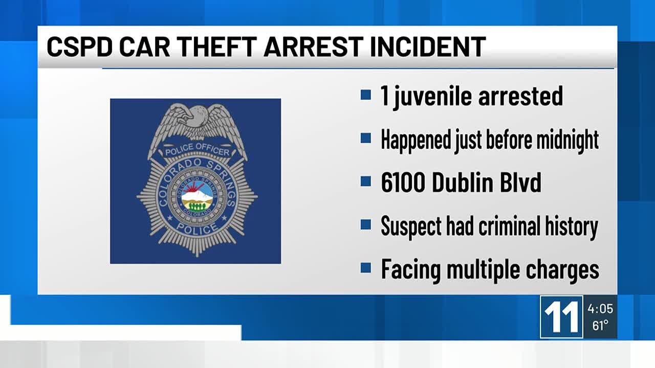 Juvenile arrested for car theft in eastern Colorado Springs - YouTube
