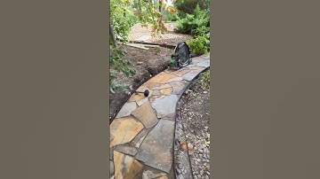 Custom flagstone walkway cut and laid polymeric sand.#lifestyle #flagstone #diy #gettingthingsdone
