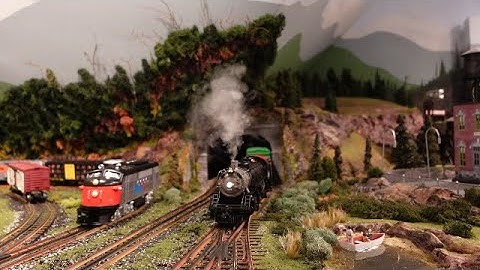 O GAUGE LIONEL and MTH RUNNING ON SUPER DETAILED LAYOUT in 4K.