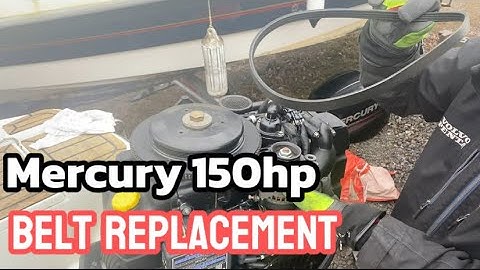 Mercury 150hp ,Alternator belt replacement.                            #mercury #belt #explore #boat