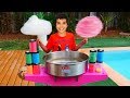 Sami makes cotton candy, Candy machine!