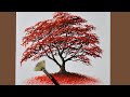 Basic Acrylic Painting Tutorial for Beginners | How to Paint an Autumn Tree Using Fan Brush