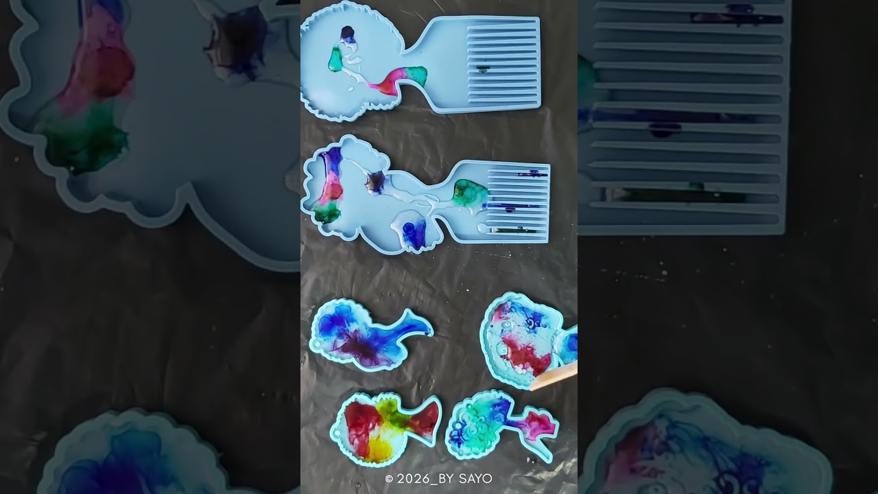 Ink Drop Resin Art Tutorial | Afro Comb Mold & Afro Hair Keychain Reveal