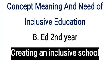 Concept, meaning and need of inclusive education ( creating an inclusive school) Naveen Dahiya