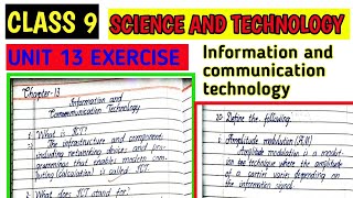 Class 9 science lesson 13 information and communication technology exercise in English medium
