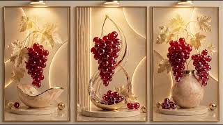 Luxury Kitchen & Dining Decor 4K | 3 Hours Ruby Grape Sculpture with Golden LED Lighting #homedecor