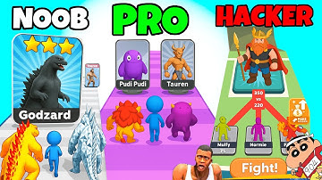 SHINCHAN and CHOP CRAFTING GOLD GODZILLA HULK KING KONG in MONSTER DRAFT | NOOB vs PRO vs HACKER