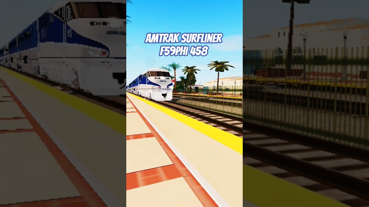 Amtrak Surfliner F59PHI [458] Arrives At Fullerton #amtrak #roblox #railfan #shorts