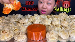 100 MOMOS EATING CHALLENGE/PORK MOMOS 🔥SPICIEST CHUTNEY | MOMOS CHALLENGE | FOOD CHALLENGE | MUKBANG