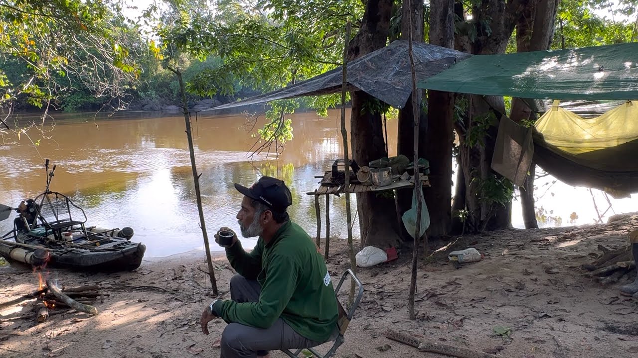 🏕️Fiz um ótimo acampamento em lugar maravilhoso fiz peixe frito e desfrutei da natureza