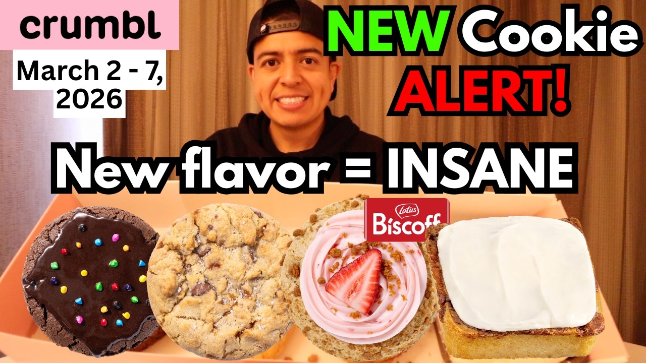 Новый обзор Crumbl: клубничное печенье Biscoff, брауни Galaxy, коричный квадратик, ириска с морск...