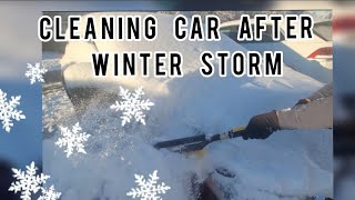 Cleaning Car After Winter Storm