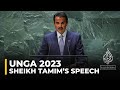 Unga 2023 sheikh tamim calls for end of injustice