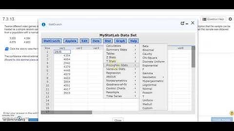 HW5 Confidence Interval for Standard Deviation with Statcrunch