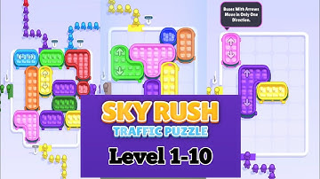 Sky Rush Traffic Puzzle level 1,2,3,4,5,6,7,8,9,10 Gameplay Walkthrough Solution