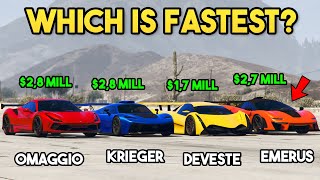 GTA 5 ONLINE - TURISMO OMAGGIO VS DEVESTE VS KRIEGER VS EMERUS (WHICH IS FASTEST?)