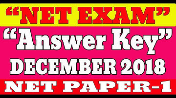 Answer Key of NTA NET Paper-1 December 2018 | Part-1 | Must Watch