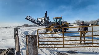 Farmers Fighting Cold and Deep Snow