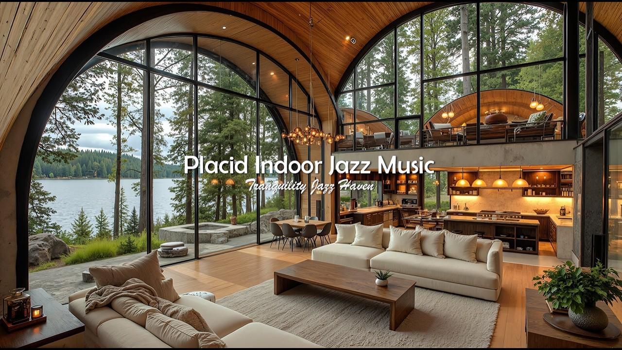 Успокаивающий Джаз В Спокойной Атмосфере Кафе | Безмятежная Джазовая Музыка В Помещении У Озера Д...
