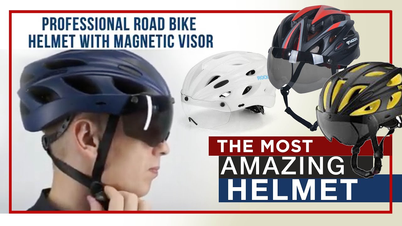 GXNI Bike Helmet with 2pcs Detachable Magnetic Goggles in-Mold Adult Cycling Bike Helmet Adjustable Head Lock Knob 8 Air Vents Bicycle Helmet