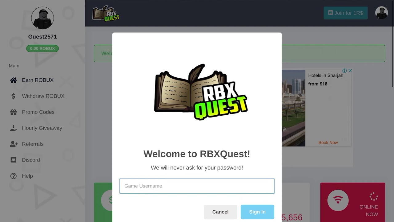 New Code For Rbxquest Youtube - free robux promo code for rbxquest com youtube