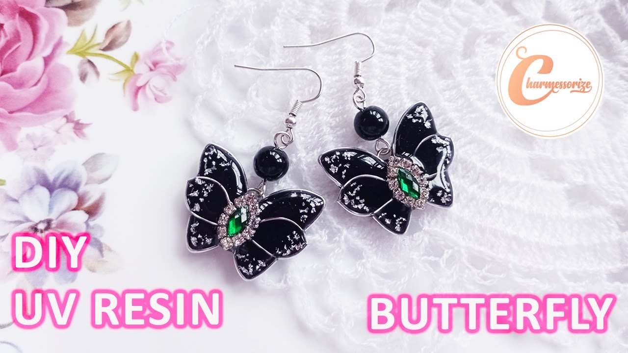 UV レジン | DIY UV Resin BUTTERFLY Earrings| How to make Butterfly earrings? Step By Step Tutorial