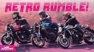 RETRO RUMBLE! Kawasaki Z900RS vs. Triumph Speed Twin vs. Yamaha XSR900