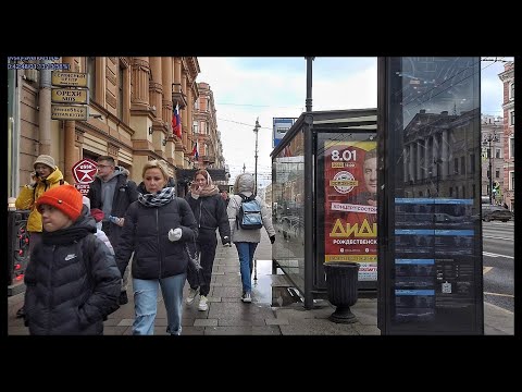 ⁴ᴷ Russia St Petersburg City Walking Dekabristov Street.